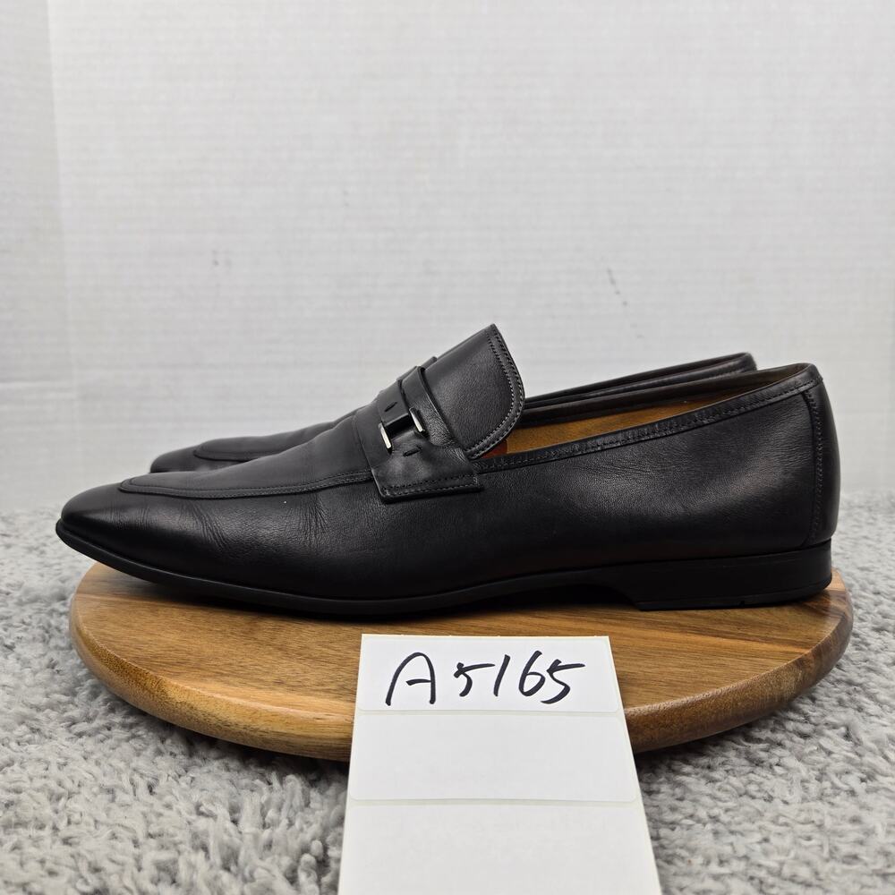 Magnanni Men 13M Black Leather Side Bit Apron Toe Business Casual Loafer Dress